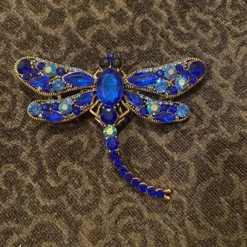 Crystal Vintage Dragonfly Brooches for Women Large Insect Brooch